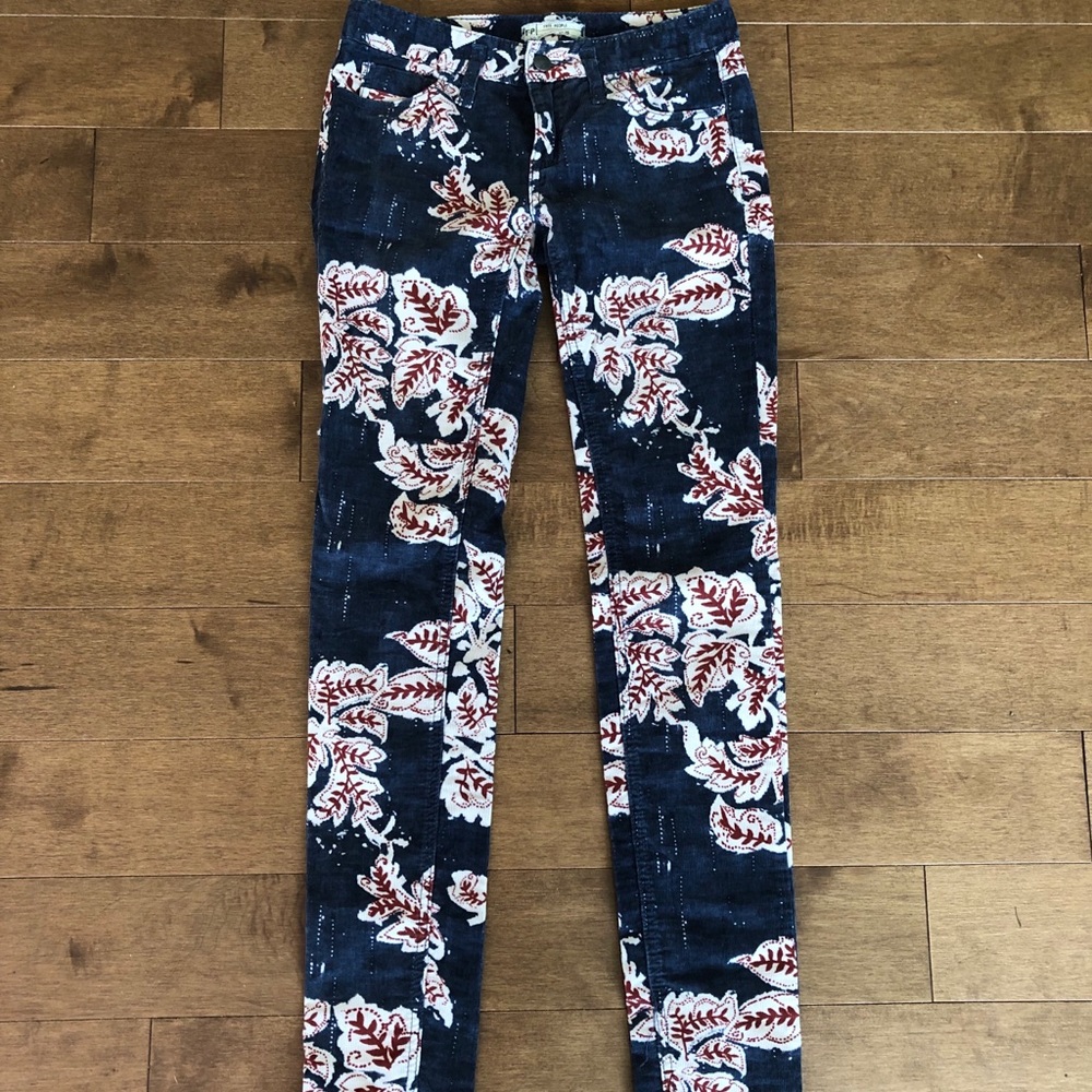 NWOT Free People Leaf Patterned Corduroy Pants